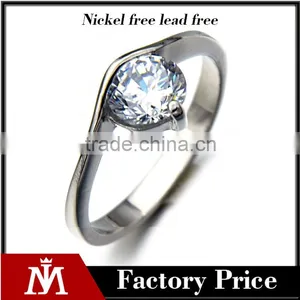 Unique Design Luxury Zircon Wedding Band Finger Rings Women Stainless Steel Engagement Ring thumbnail-1