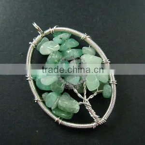 40x55mm Oval Handmade Wiring Tree in Random Green Jade Jasper Stone Pendant Charm DIY Supplies 1820244 thumbnail-1