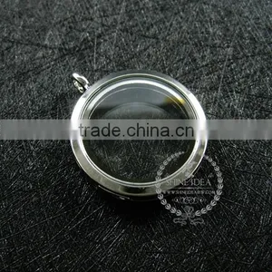 30mm Silver Plated Alloy Round Photo Locket Vintage Style Fold Photo Locket Pendant Charm 1112018 thumbnail-2