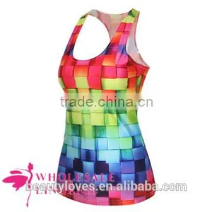 Colorful Squares Summer Tank Top BX125 for Women ,women Summer Vests, Women Tshirt thumbnail-2