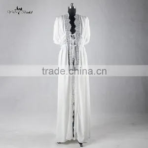 RB003 Delicate Lace Trim Sexy Kimono Robe for Women thumbnail-1
