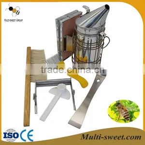 Basic Beekeeping Tools Kit -6 Pcs Bee Hive Smoker /Bee Brush /Hive Tool /Uncapping Fork /Bee Feeder thumbnail-1