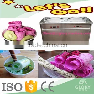 Thailand Roll Fried Ice Cream Machine/double Pan Cold Plate for Ice Cream thumbnail-1