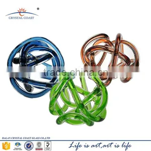Mid Century Hand Crafted Monder Glass Rope Knot Paper Wieght Sculptural Decor Art Craft thumbnail-2