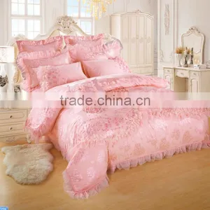 Romantic Honey Pink Lace Comforter Set, Wedding Set thumbnail-1