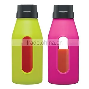 See- Through Window Glass Water Bottle With Silicon Gel Protective Sleeve thumbnail-1