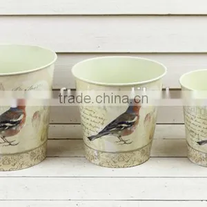 2016 Hot Sale S/3 Paper Mache Flower Pots Planter Metal Flower Pots for Sale thumbnail-1