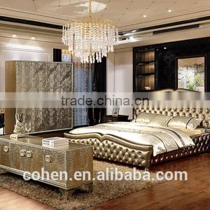 2016 New Top Quality Home Used Furniture Top Genuine Real Leather Bed thumbnail-4