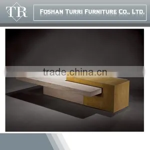 Modern White and Yellow Veins All Marble Combined Console Table thumbnail-2