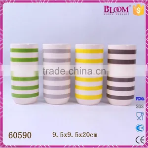 Simple Design Glazed Ceramic Round Tall Vase Flower thumbnail-1