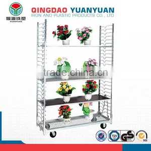 4 Layer Adjustable Height Wire Flower Pot Trolley Display Metal Rack for Hanging Items thumbnail-1