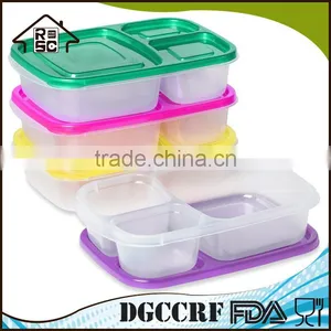 NBRSC Meal Prep Food Containers 3 Compartment Stackable Lunch Box Section Bento Box With Lids Durable Reusable thumbnail-2