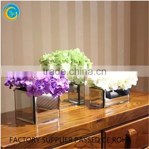 Square Glass Flower Vases Glass Candle Jars for Homedecoration thumbnail-2