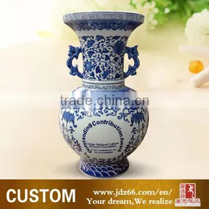 Customized Home Decor Blue and White Vase thumbnail-1
