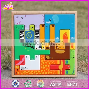 2017 New Design Animals Shape Children Educational Toy Wooden Best Jigsaw Puzzles W14A109 thumbnail-1