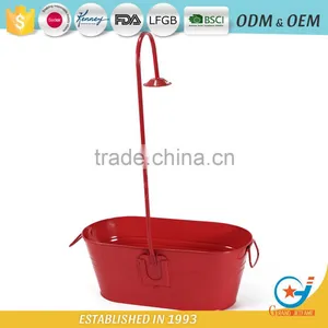 17 Inch Decorative Metal Planters Galvanized Pots for Plants Zinc Plant Pot thumbnail-3