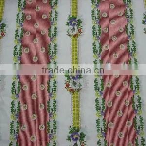 Cotton Stripe Printed Voile Fabric 100% Cotton Cambric Printed Fabric thumbnail-1