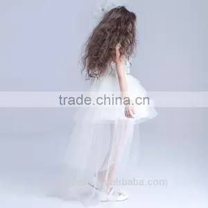 Short Party Dress Patterns Short Girls Dress White Yellow Front Long Back Dress thumbnail-2