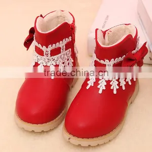 Zm40349b Bowknot Design Lace Children Warm Boots Winter Snow Shoes thumbnail-3