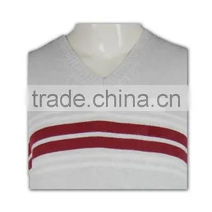ISO9001/BSCI Manufature High Quality Light Grey Stylish Striped Knitted Vest thumbnail-5