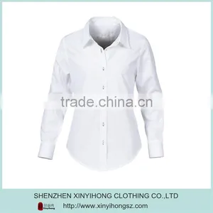 White Color Long Sleeve Cotton Lycra Women Formal Shirts Designs thumbnail-1