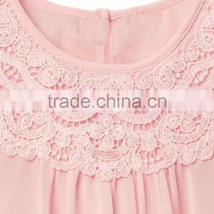 2017 OEM Services Fashion Custom Clothing Child Smocked Dress Lace Neckline Flutter Dress thumbnail-3