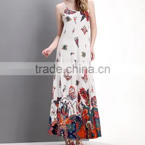 2016 New Women Dresses With White Floral Paisley Maxi Dress Women Floral Dress Women Clothing GD90426-55 thumbnail-1