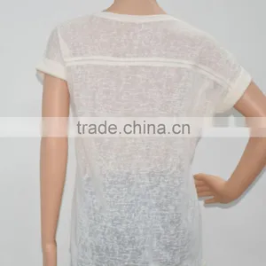 High Quality Ladies' Transparent T-shirt New Fashion Design for Summer 2015 thumbnail-5