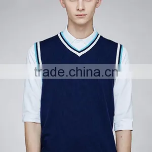 Custom Wholesale Mens Basic Design V-neck School Uniform Sweater Vest for Sale thumbnail-2