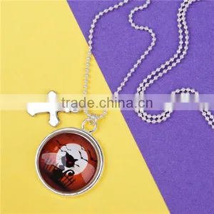 Fashion Jewelry Silver Plated Cross Cat Copper Halloween Necklace thumbnail-1