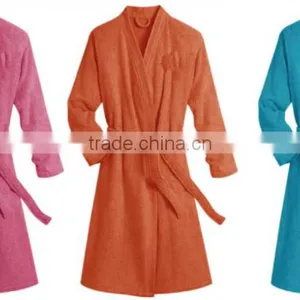 Textile China Factory Microfiber Plain Dyed Kimono Collar Bathrobe thumbnail-6