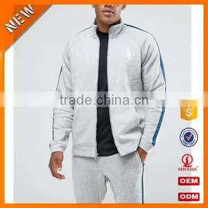 High Quality Sportswear Men All Cotton Tracksuit Wholesale / Grey and Black Men Tracksuit Custom With Hot Market H-2151 thumbnail-2