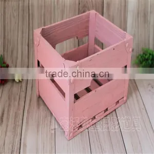 Antique Baby Wooden Bed Pink Sturdy Slat Wood Bucket Photograpy Props Newborn thumbnail-2