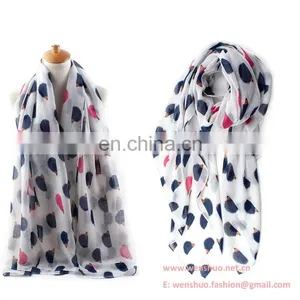 Euramerican Hedgehog Printed Sun-resistant Women Voile Scarf Wholesale thumbnail-3