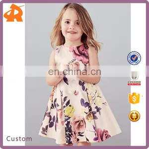 2017 Wholesale Latest 3-5 Year Old Girl Dress With Floral Printed Dress For Children thumbnail-1