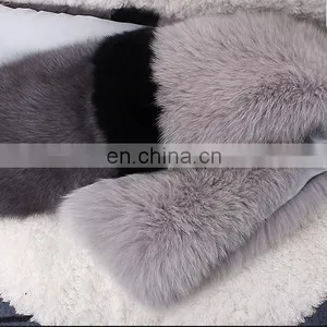 New Style Large Grey Fox Fur Scarf Real Fox Fur Shawl Cape For Lady thumbnail-5