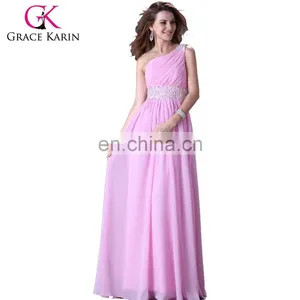 Grace Karin Latest Design One Shoulder Chiffon Ladies Long Evening Party Wear Gown CL3410-1# thumbnail-1