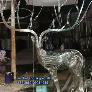 Modern Garden Decor Deer Stainless Steel Sculpture Customized thumbnail-3