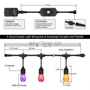IP65 Christmas Decoration RGB Chasing S14 LED String Light Weatherproof Garden Outdoor Weddings Party Light thumbnail-3