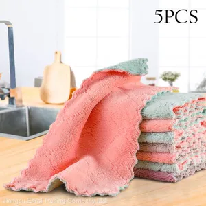 Cheaper Double-layer Absorbent Microfiber Kitchen Dish Cloth Non-stick Oil Household Cleaning Wiping Towel Kitchen Tool thumbnail-2