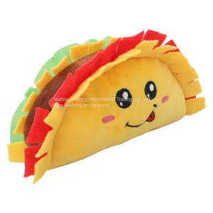 Custom Cute Plush Food Series Taco Soft Durable Chew Resistance Squeaky Pet Plush Dog Toy thumbnail-1