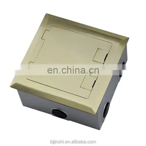 Golden Brushed Stainless Steel Electrical Floor Power Data Mounted Outlet Socket Box thumbnail-1
