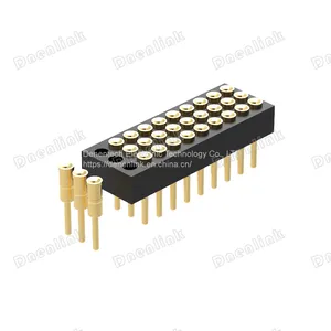 Dnenlink 1.27mm Pitch Triple Row H2.0mm Concave Contact Straight Female Header DIP Type PogoPin Header thumbnail-1