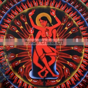 Indian Tapestry Cotton Goddess Print Vintage Wall Hanging Hinduism Art Tapestries Throw Bedsheet thumbnail-3