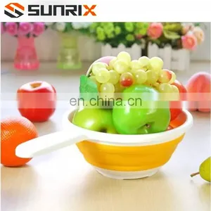 Folding Space-Saving Fruit Vegetable Baskets With Handle, Food Strainer Drainer Bowls, Kitchen Collapsible Silicone Colander thumbnail-3
