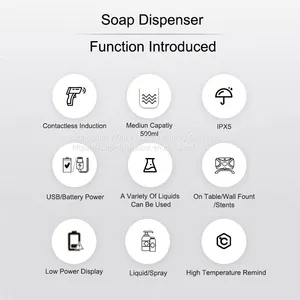 500ml Commercial ABS Wall Mounted Auto Hand Sanitizer Alcohol Liquid Gel Spray Soap Dispenser With Sensor thumbnail-3