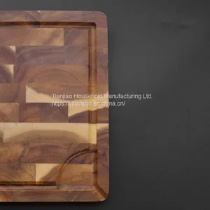 Custom/Wholesale Kitchen End Grain Wood Chopping Board Black Wooded Cutting Board With Juice Groove thumbnail-3