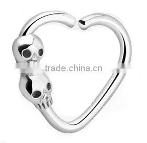 Heart and Skull Head 316L Surgical Steel Tragus Cartilage Daith Body Piercing Jewelry thumbnail-1