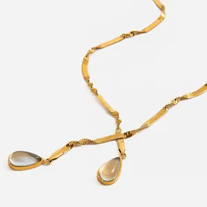 Custom Round Stainless Steel Rhinestone Charm Necklace - 18K Gold Plated Alloy Pendant thumbnail-5