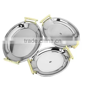 Fashion India Wedding Decoration Tray Vintage Metal Serving Tray With Handles thumbnail-1